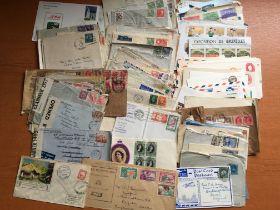 BOX OF COVERS AND CARDS, SWEDEN WW2 CENSORED, PITCAIRN, USA STATIONERY, INDIA,