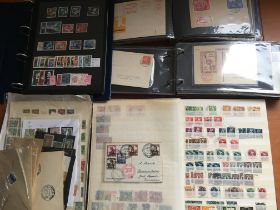 GERMANY BOX WITH ALL PERIODS IN STOCKBOOK, BINDER, TWO COVER ALBUMS AND LOOSE, FELDPOST,