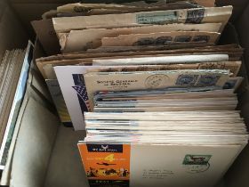 BOX OF COVERS, STATIONERY, POSTCARDS ETC INCLUDING FRANCE 1937 MUSEUMS PAIR ON POSTCARDS, TRANSVAAL,