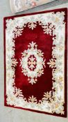 2 X MODERN ORIENTAL PATTERNED DEEP PILE CARPETS RED PATTERNED - 185 X 123CM PEACH PATTERNED 240 X