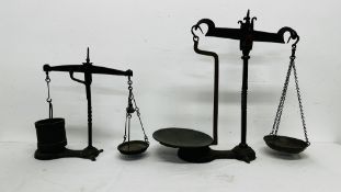A SET OF VICTORIAN WROUGHT AND CAST METAL BEAM SCALES BY W.T.