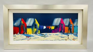 A MODERN FRAMED AND MOUNTED LIMITED EDITION 34/195 ABSTRACT PAINTING TITLED 