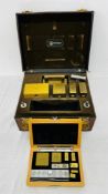 A CASED SET OF BRASS BLOCK WEIGHTS 7lb -½dr PLUS SMALLER INCREMENT WEIGHTS - IN TRANSIT CASE