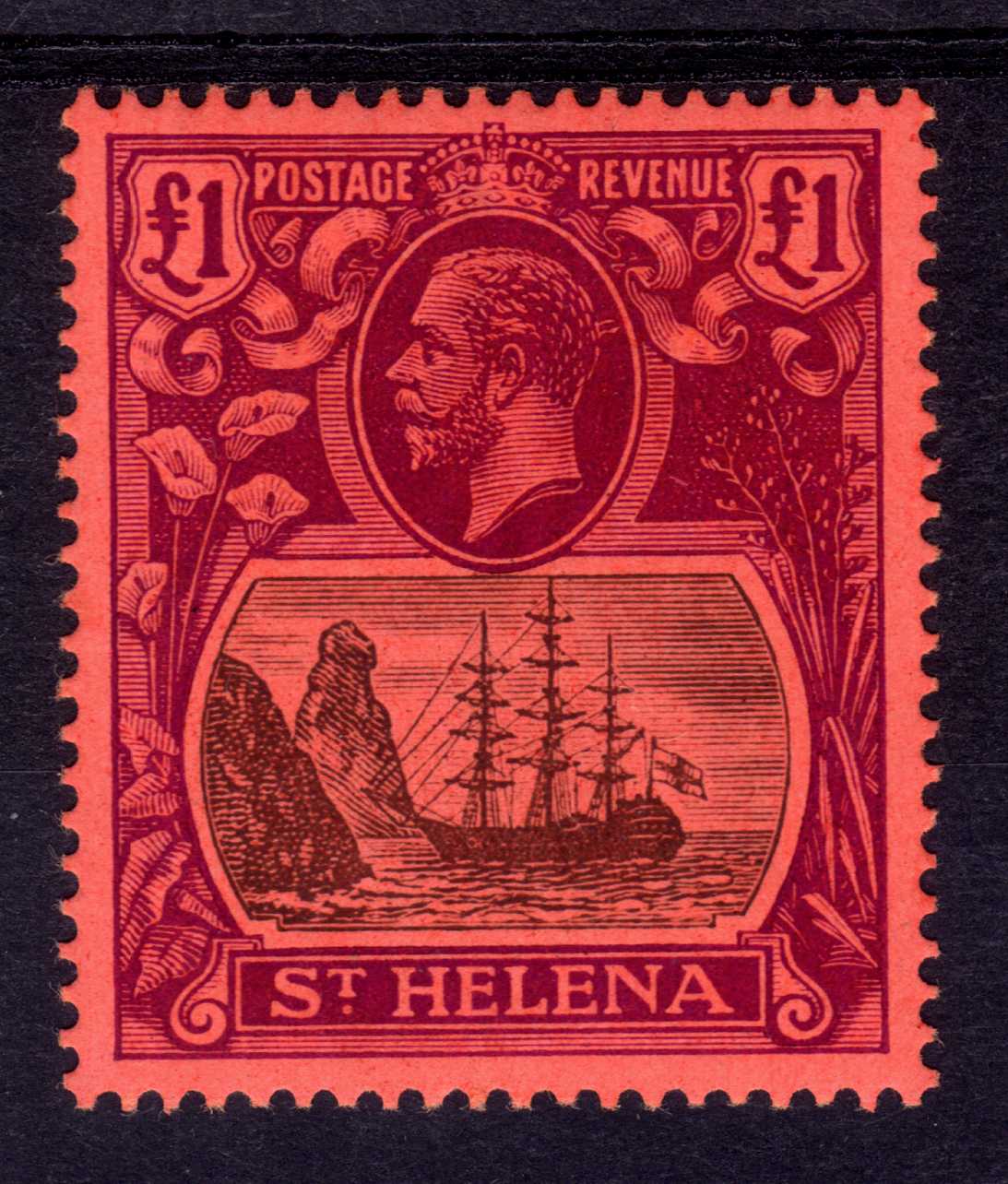 St HELENA: 1922-37 MCA £1 FINE OG, SG 96.