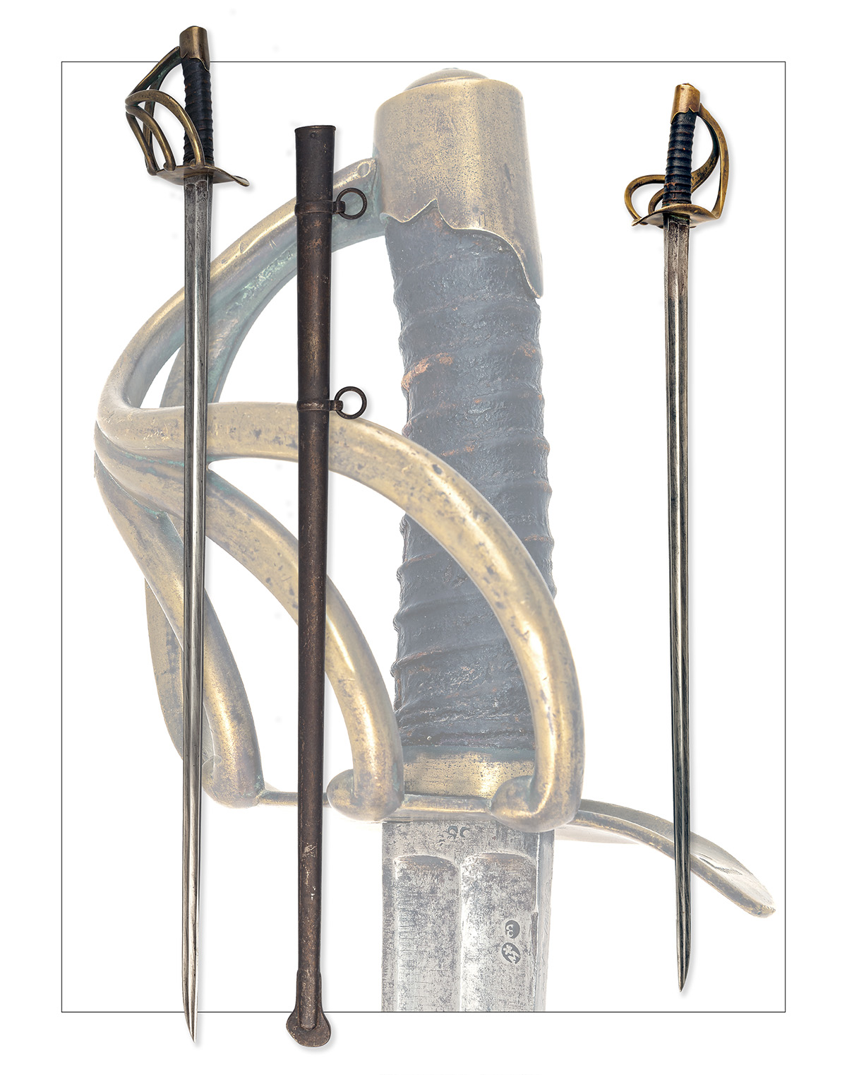 A FRENCH NAPOLEONIC CUIRASSIER HEAVY CAVALRY SWORD, dated 1810, with 38in. single-edged blade - Image 4 of 4