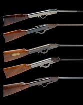 A COLLECTION OF FIVE RESTORED .177 GEM-STYLE AIR-RIFLES, serial numbers 73255, 39702, 91722, 66777