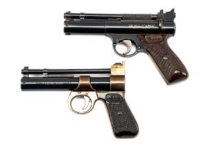 TWO BOXED WEBLEY & SCOTT AIR-PISTOLS, A JUNIOR batch no. 327 and A SENIOR, batch no. 1520, the first