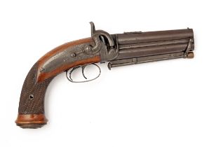 AN EXCEPTIONALLY RARE .580 PERCUSSION JACOB-RIFLED OVER AND UNDER HOLSTER PISTOL SIGNED R.S