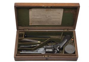 AN EARLY CASED 54-BORE PERCUSSION KERR PATENT REVOLVER TO THE 1st SUSSEX ARTILLERY VOLUNTEERS,