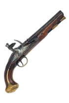 A 20-BORE FLINTLOCK LIVERYMAN'S HOLSTER PISTOL SIGNED TOW, LONDON, rack No. 1, with round slightly