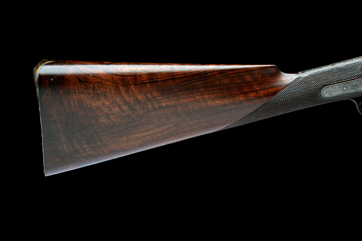 A 12-BORE PINFIRE A. ELVINS PATENT SLIDE-FORWARD DOUBLE-BARRELLED SPORTING GUN SIGNED HENRY EGG, - Image 7 of 9