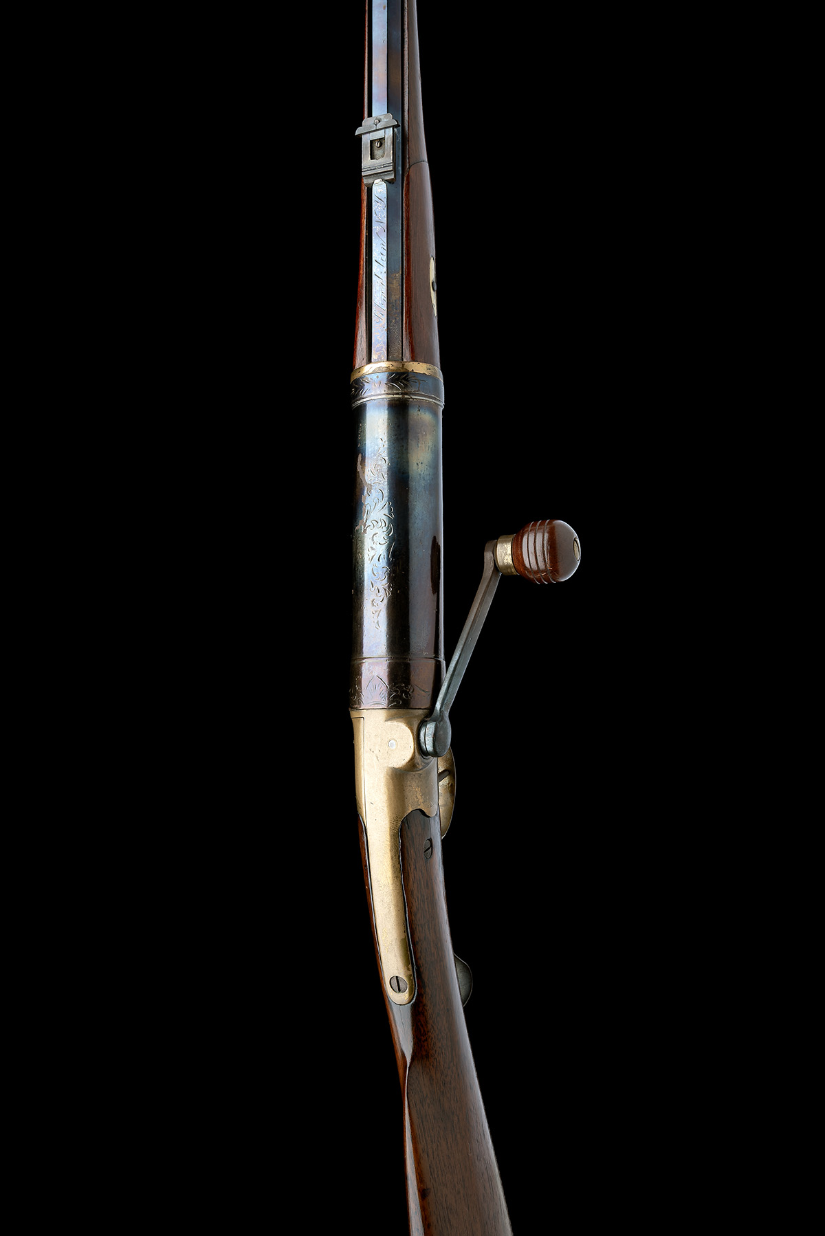 A RARE 8mm CRANK-WOUND AMERICAN 'PRIMARY NEW YORK TYPE' GALLERY AIR-RIFLE, POSSIBLY BY D. & J. - Image 4 of 8