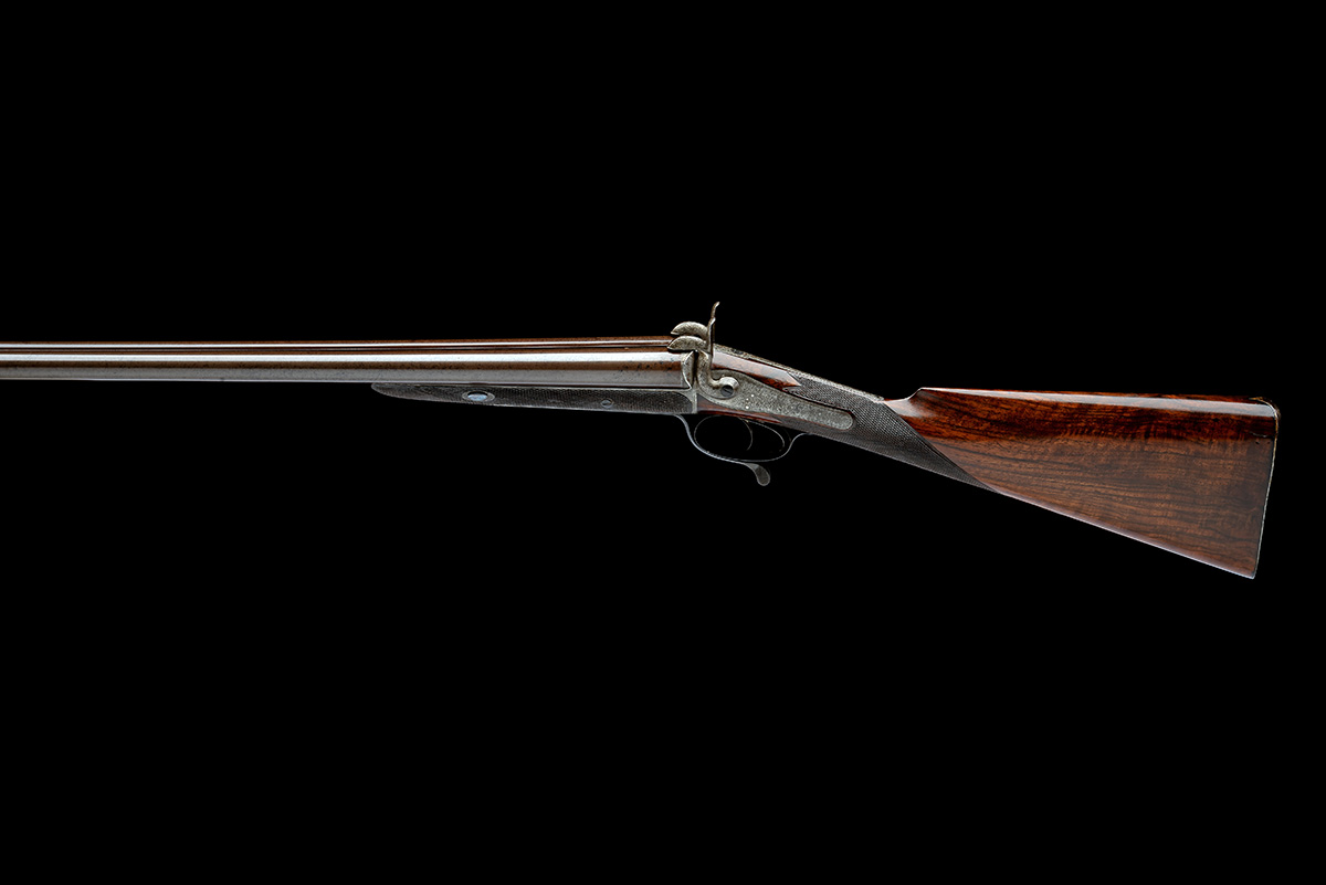 A 12-BORE PINFIRE A. ELVINS PATENT SLIDE-FORWARD DOUBLE-BARRELLED SPORTING GUN SIGNED HENRY EGG, - Image 2 of 9
