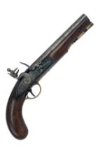 A .600 FLINTLOCK HOLSTER PISTOL SIGNED BUCHAN, DUNDEE, no visible serial number, circa 1814, with