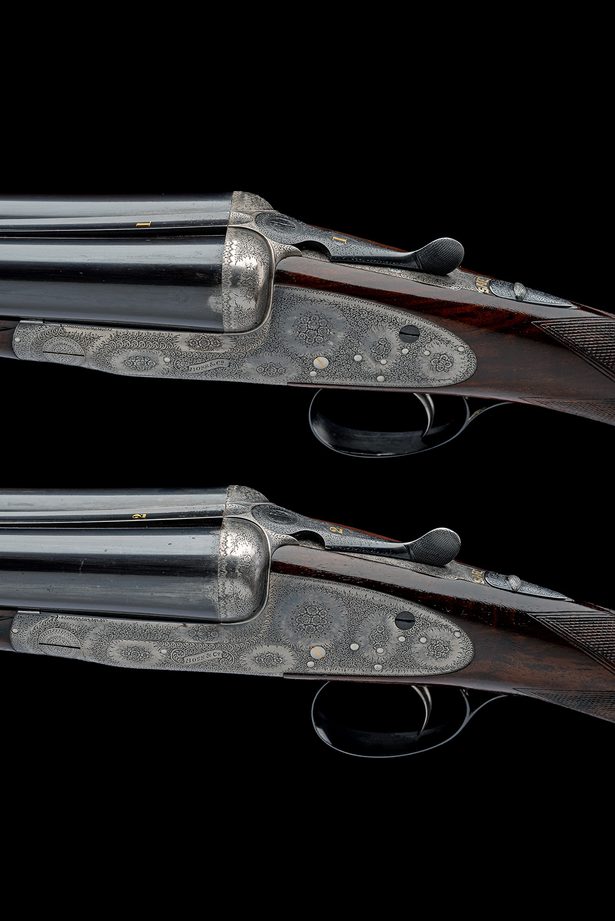 BOSS & CO. A PAIR OF 12-BORE EASY-OPENING ROUNDED-BAR SINGLE-TRIGGER SIDELOCK EJECTORS, serial no. - Image 4 of 11
