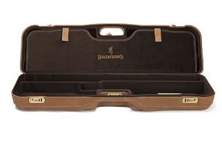 BROWNING AN UNUSED SUEDE OVER AND UNDER DOUBLE GUNCASE, fitted for 34in. barrels, the interior lined