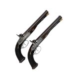 A RARE CASED PAIR OF CHARLES LANCASTER 16-BORE PERCUSSION DOUBLE-BARRELLED RIFLED HOWDAH PISTOLS,