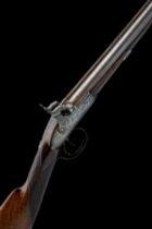 A 14-BORE PERCUSSION DOUBLE-BARRELLED SPORTING GUN SIGNED STEVENS, LONDON, no visible serial number,