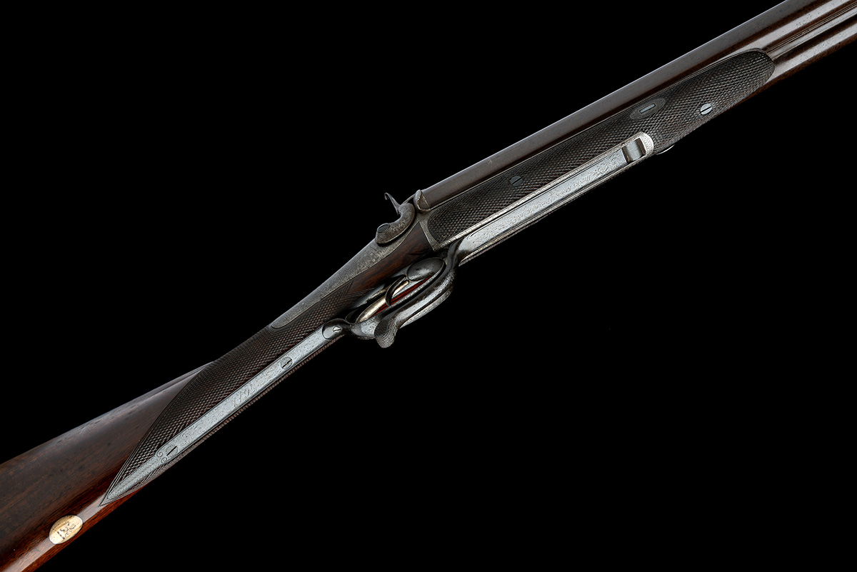 A 12-BORE PINFIRE A. ELVINS PATENT SLIDE-FORWARD DOUBLE-BARRELLED SPORTING GUN SIGNED HENRY EGG, - Image 3 of 9