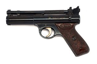 A GOOD BOXED .177 WEBLEY SENIOR AIR-PISTOL, batch number 703, circa 1964, with blued 6 5/8in.
