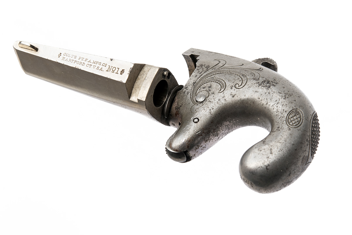 A GOOD .41 (RIMFIRE) COLT No1 DERRINGER VEST PISTOL, serial no. 3685, circa 1871, with ovoid iron - Image 3 of 6