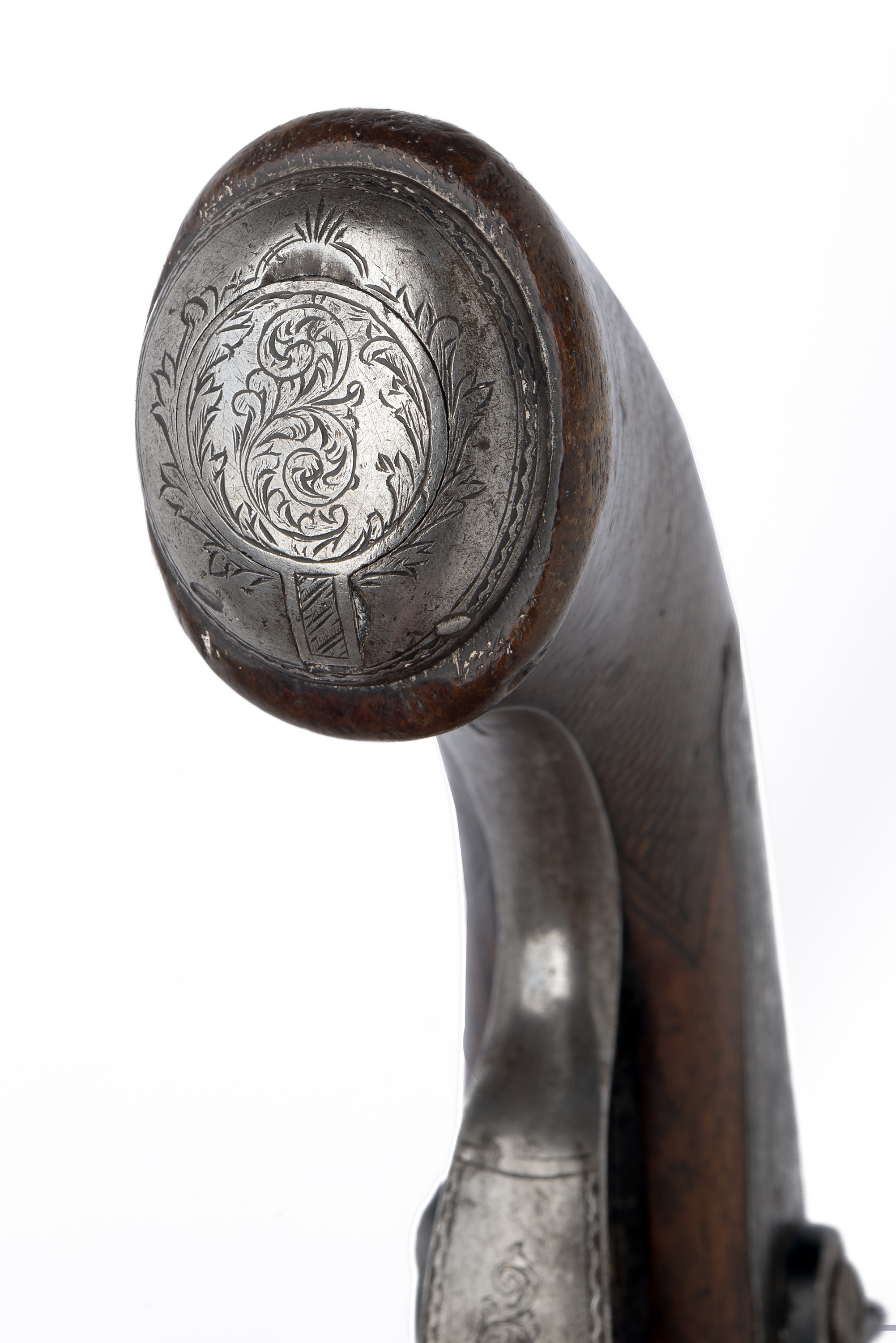 A 20-BORE PERCUSSION DOUBLE-BARRELLED TRAVELLING PISTOL SIGNED LONDON, no visible serial number, - Image 3 of 4