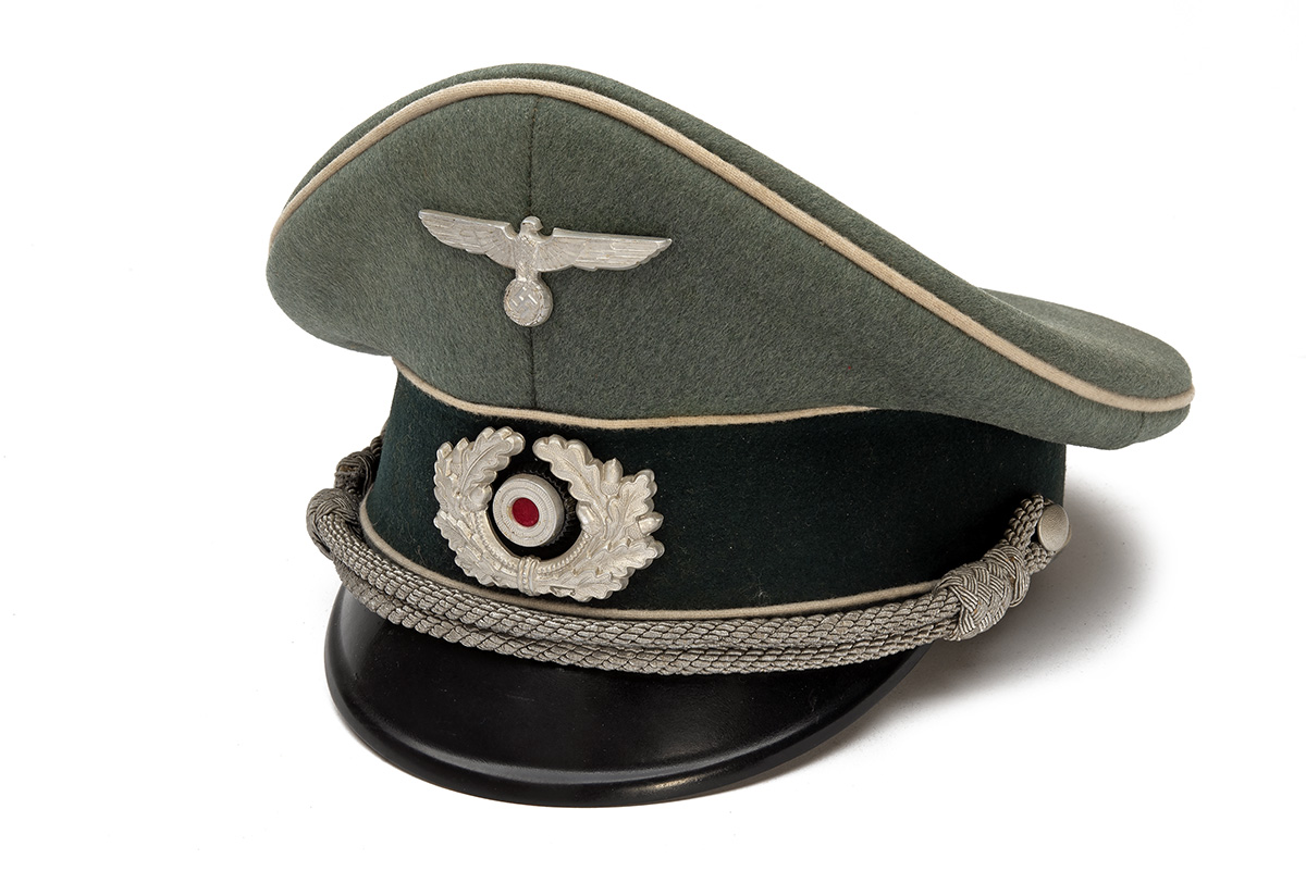 A WORLD WAR TWO GERMAN INFANTRY OFFICER'S PEAKED CAP AND DRESS 'WAFFENROCK' TUNIC, of pre-war - Image 2 of 9