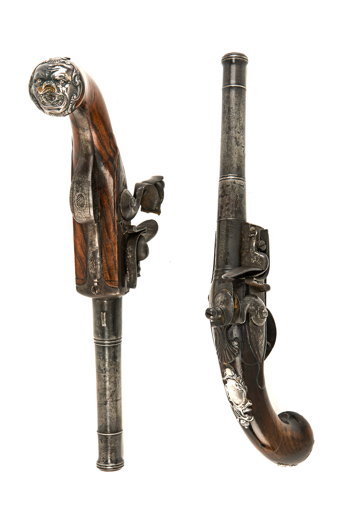 A PAIR OF 22-BORE FLINTLOCK 'FLAT-FRONT' QUEEN ANNE PISTOLS SIGNED WILSON, LONDON, no visible serial - Image 3 of 4