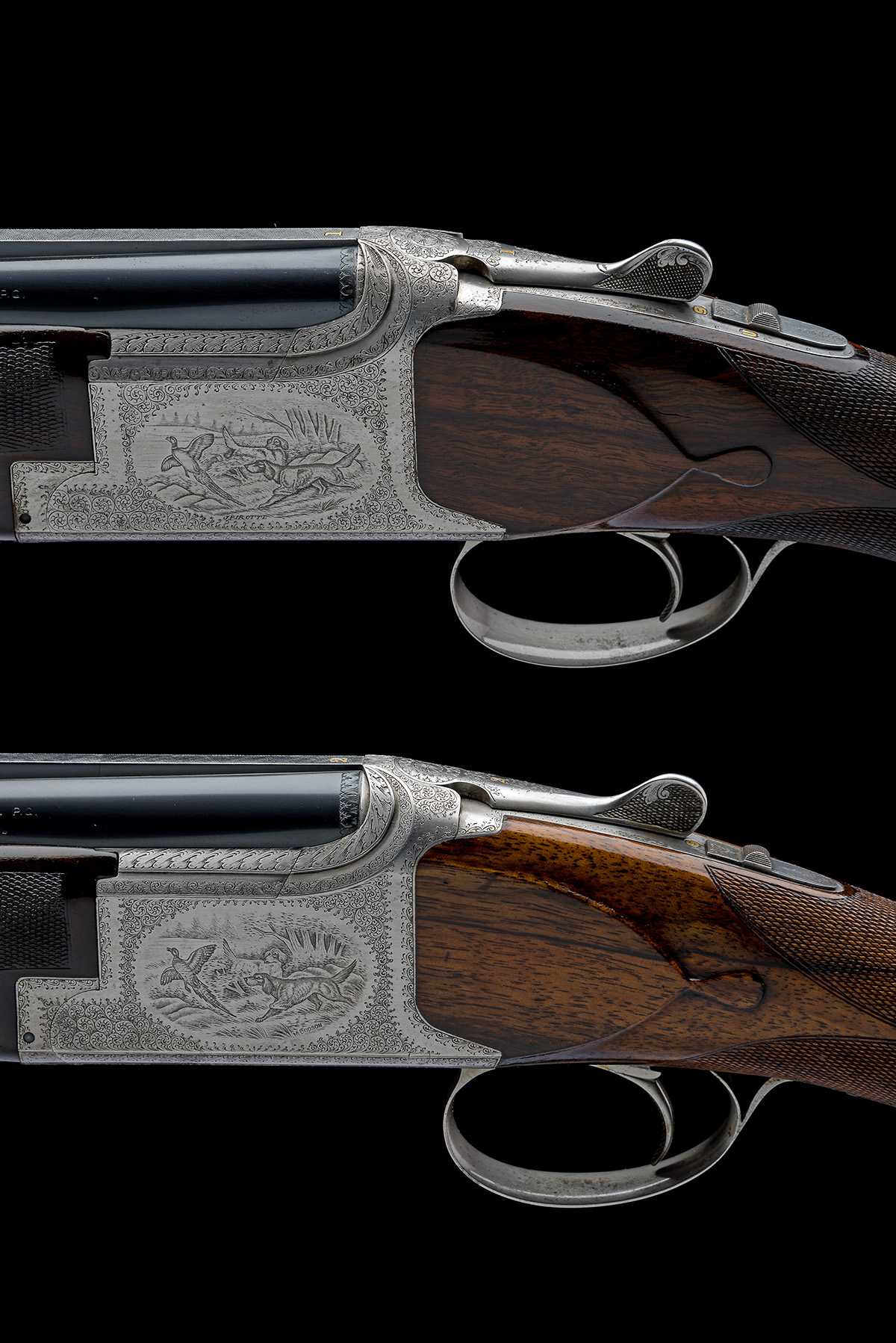 BROWNING ARMS COMPANY A PAIR OF BODSON AND PIROTTE-ENGRAVED 12-BORE 'D4' SINGLE-TRIGGER OVER AND - Image 4 of 11