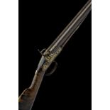 JOHN MANTON & SON, LONDON A CASED 16-BORE PERCUSSION DOUBLE-BARRELLED SPORTING GUN WITH GILDED
