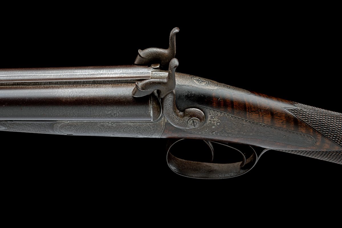 A GOOD CASED 16-BORE PINFIRE DOUBLE-BARRELLED SPORTING GUN SIGNED MASU FRERES, LIEGE, serial no. - Image 4 of 4