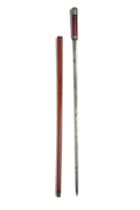 A VICTORIAN SWORD-STICK WITH WHITE-METAL MOUNTS, last quarter of the 19th century, with 30 1/2in.