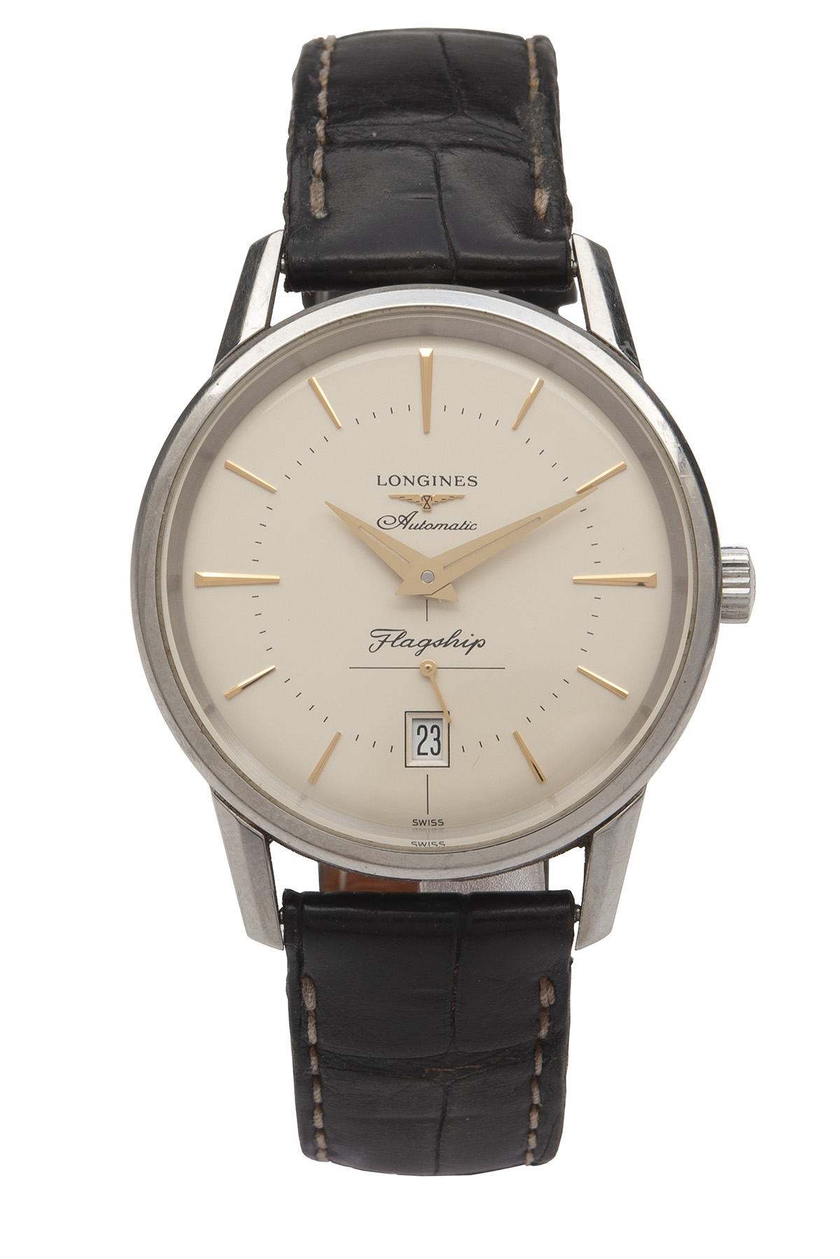 LONGINES A BOXED 'HERITAGE FLAGSHIP' GENTLEMAN'S CALENDAR AUTOMATIC WRISTWATCH, serial no. 48490419,