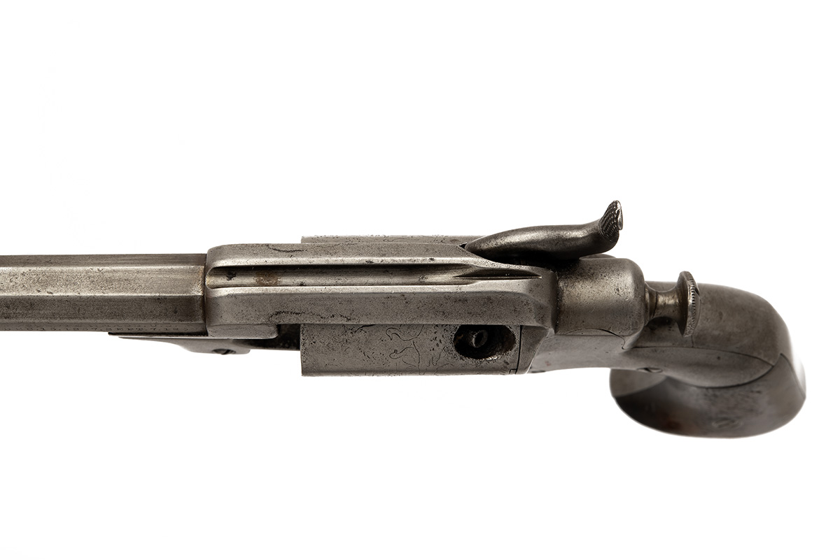 A .28 PERCUSSION SIDEHAMMER POCKET SINGLE-ACTION REVOLVER BY ALLEN & WHEELOCK, serial no. 414, circa - Image 4 of 6