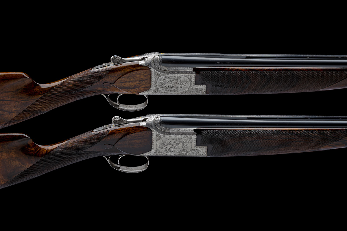 BROWNING ARMS COMPANY A PAIR OF BODSON AND PIROTTE-ENGRAVED 12-BORE 'D4' SINGLE-TRIGGER OVER AND