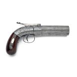 A SCARCE .28 PERCUSSION SINGLE-ACTION PEPPERBOX REVOLVER SIGNED STOCKING & CO., serial no B67, circa