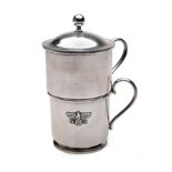 A RARE SILVER-PLATED CAFETIERE, BY TRADITION FROM HERMANN GOERING'S RAILWAY CARRIAGE, just pre-