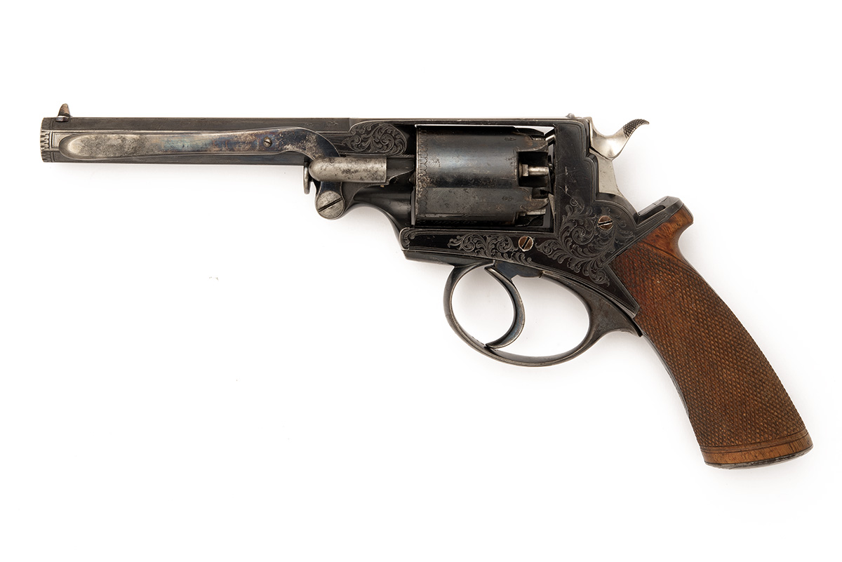 A GOOD CASED AND ENGRAVED 54-BORE PERCUSSION BEAUMONT ADAMS PATENT REVOLVER, serial no. 26198R, - Image 3 of 16