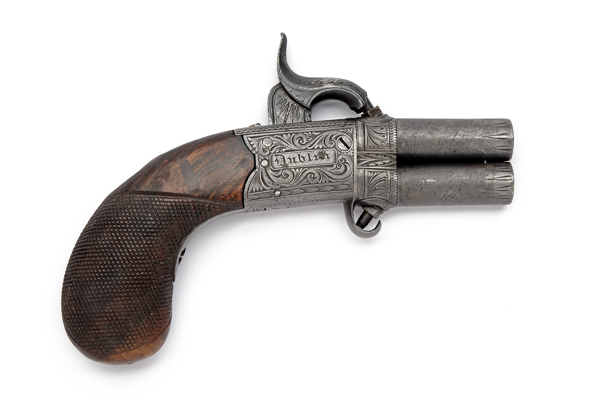 W. & J. RIGBY, DUBLIN AN 80-BORE PERCUSSION TURN-OVER POCKET PISTOL, no visible serial number, circa