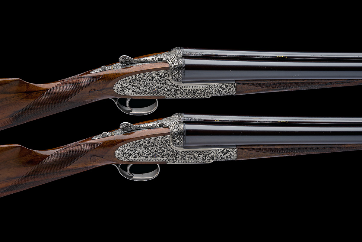 ASPREY A PAIR OF FRENETTE-ENGRAVED 12-BORE SINGLE-TRIGGER SELF-OPENING PINLESS SIDELOCK EJECTORS,