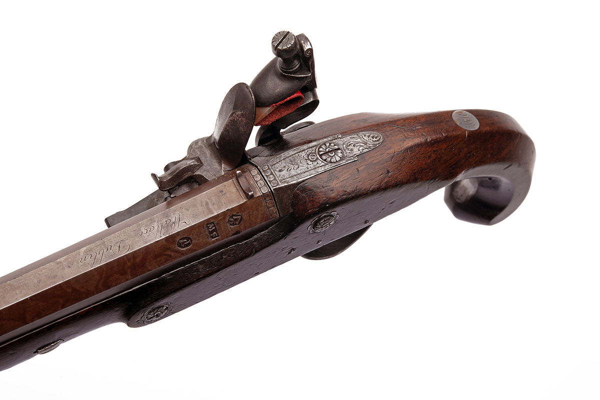 A FINE CASED PAIR OF 20-BORE FLINTLOCK DUELLING PISTOLS SIGNED WALLACE, DUBLIN, no visible serial - Image 6 of 10