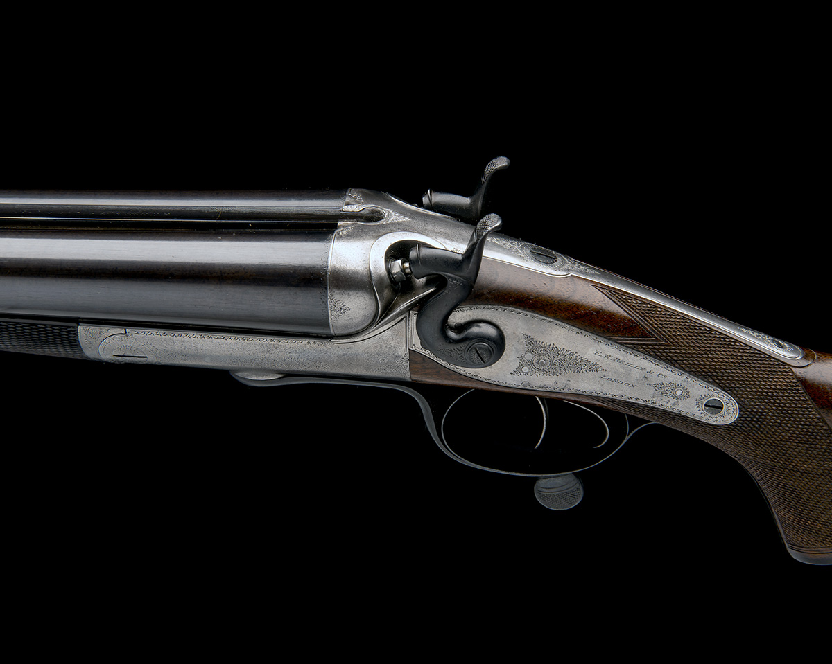 AN 8-BORE DOUBLE-BARRELLED ROTARY-UNDERLEVER HAMMERGUN SIGNED E.M. REILLY & CO., serial no. 33457, - Image 4 of 9