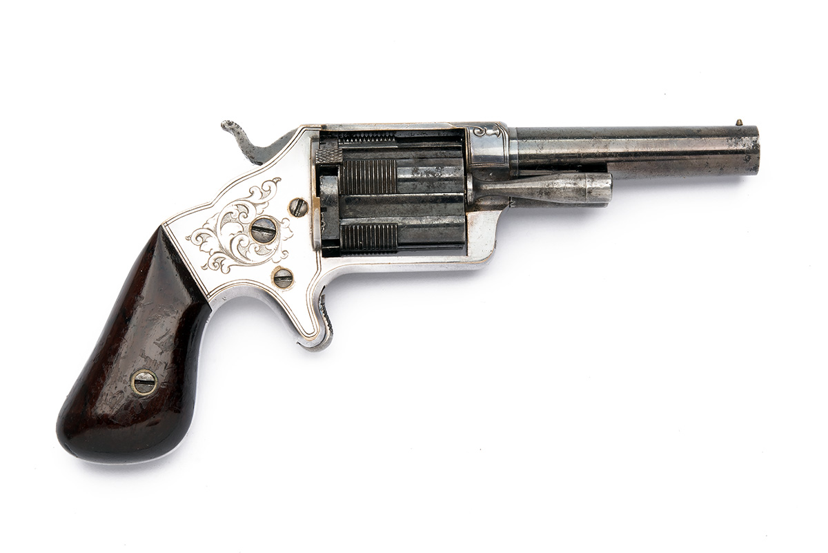 A GOOD .32 (RIMFIRE) SLOCUM PATENT FRONT-LOADING POCKET REVOLVER SIGNED BROOKLYN ARMS COMPANY,