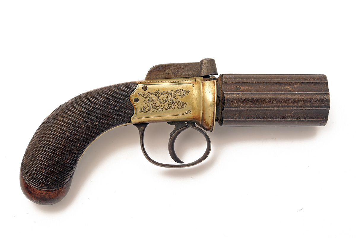 AN 80-BORE PERCUSSION PEPPERBOX REVOLVER SIGNED 'SMITH, LONDON', CIRCA 1845, no visible serial - Image 2 of 5