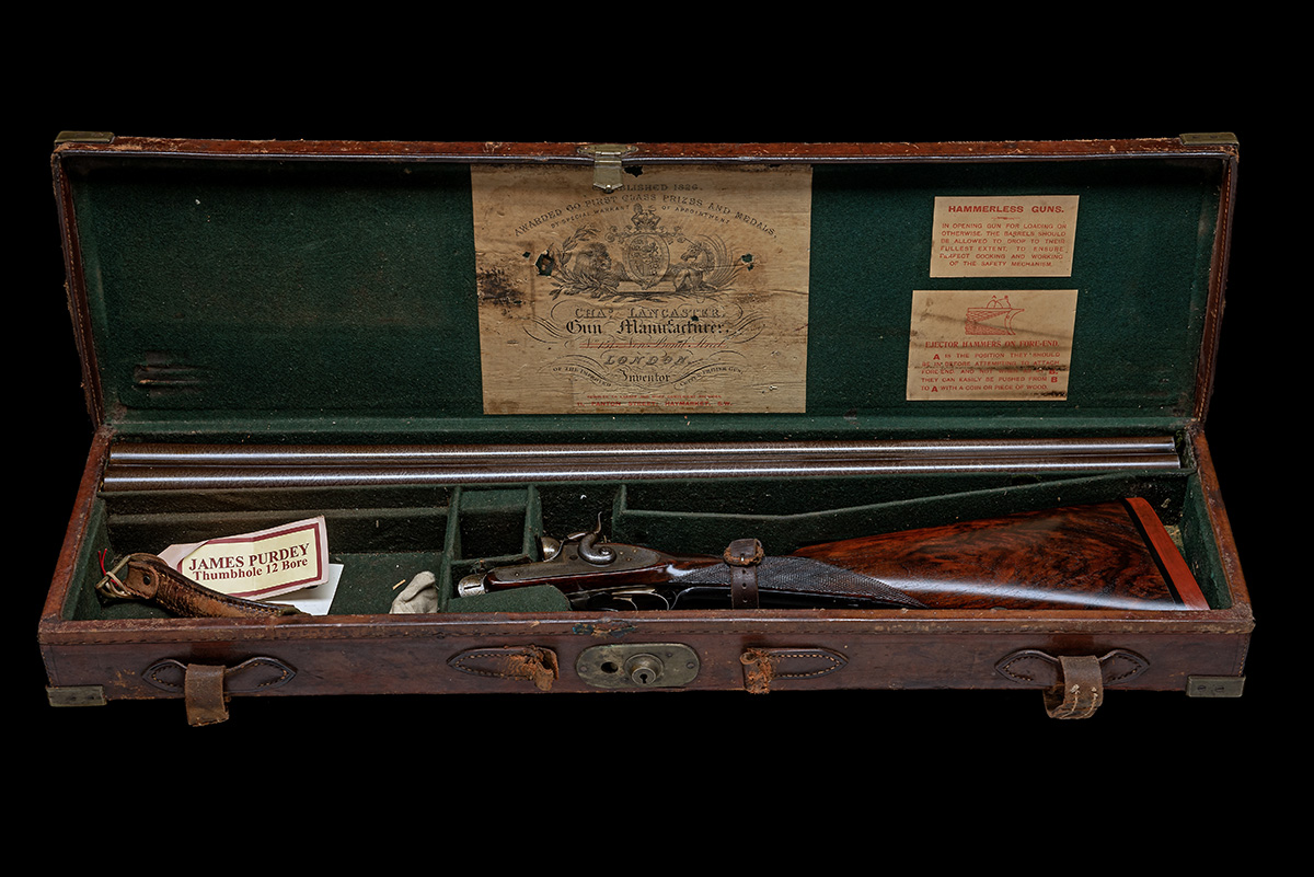 J. PURDEY A 12-BORE 1863 PATENT (SECOND PATTERN) PUSH-FORWARD THUMBHOLE UNDERLEVER BAR-IN-WOOD - Image 9 of 9