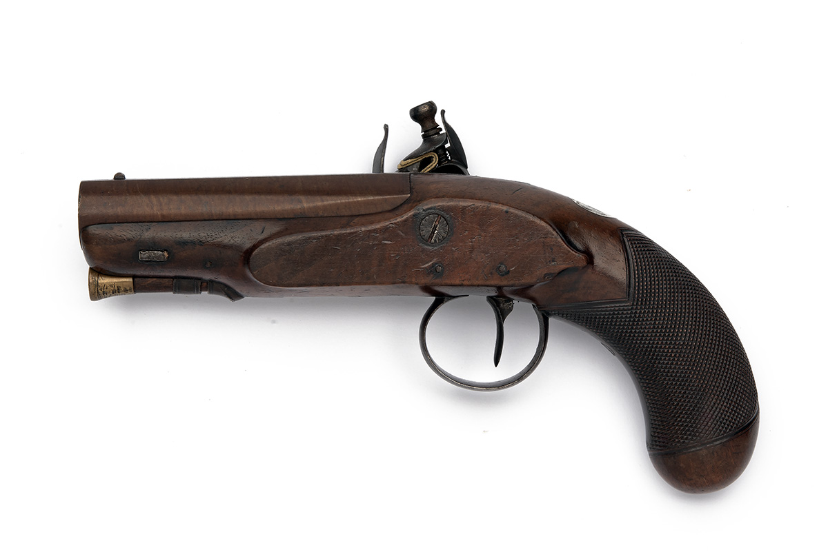 AN 18-BORE FLINTLOCK OVERCOAT PISTOL SIGNED HEATHCOTE, no visible serial number, circa 1810, with - Image 2 of 4