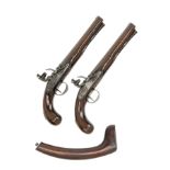 WOGDON & BARTON, LONDON A CASED PAIR OF 28-BORE FLINTLOCK OFFICER'S PISTOLS OF DUELLING STYLE WITH A