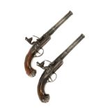 A PAIR OF 22-BORE FLINTLOCK 'FLAT-FRONT' QUEEN ANNE PISTOLS SIGNED WILSON, LONDON, no visible serial