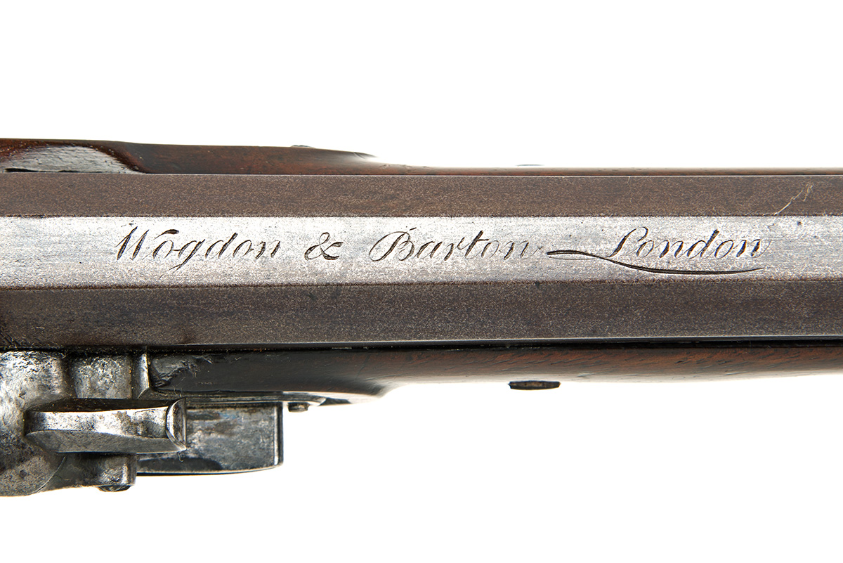 WOGDON & BARTON, LONDON A CASED PAIR OF 28-BORE FLINTLOCK OFFICER'S PISTOLS OF DUELLING STYLE WITH A - Image 5 of 9