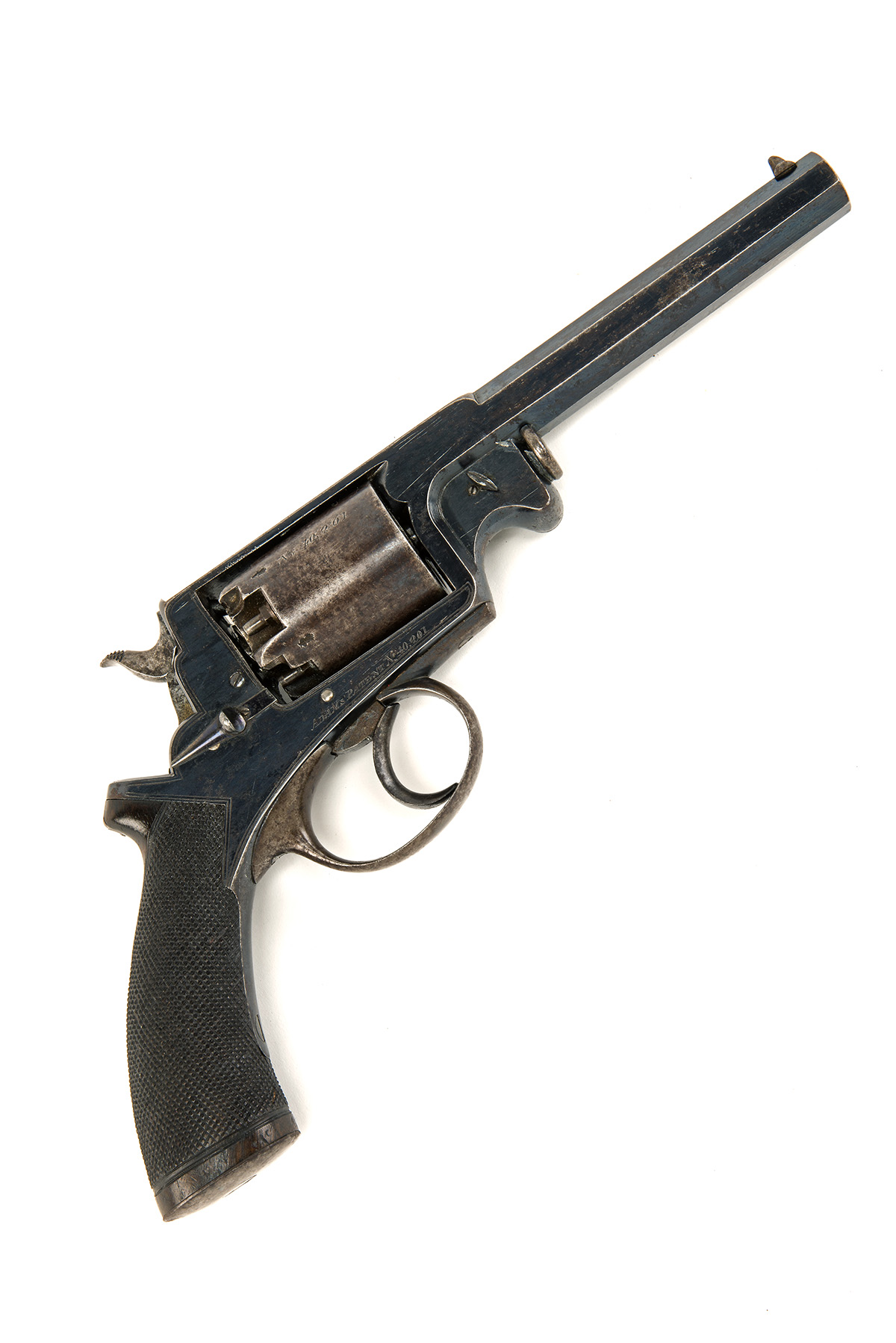 A CASED 54-BORE BEAUMONT ADAMS DOUBLE ACTION PERCUSSION REVOLVER RETAILED BY E. M. REILLY, serial - Image 2 of 4